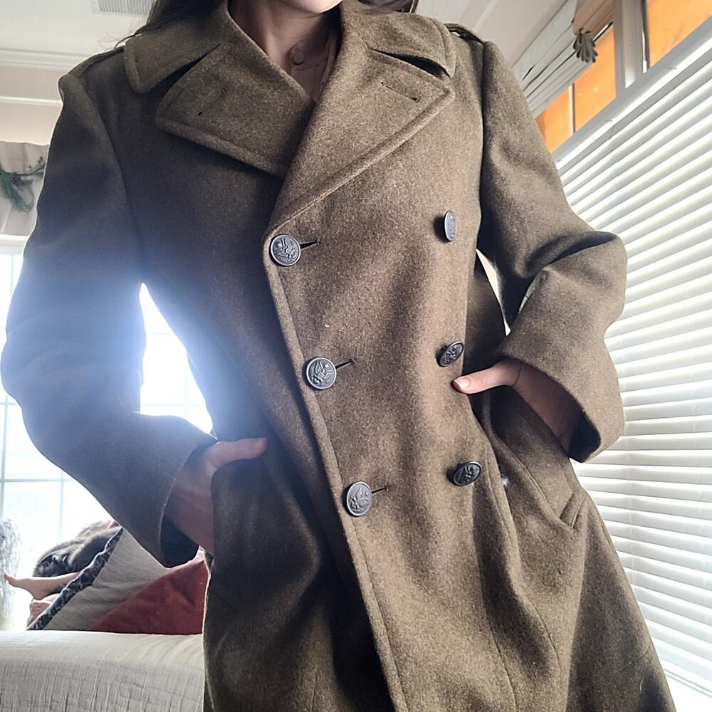VTG WW2 Wool Trench Coat - Picture 2 of 10
